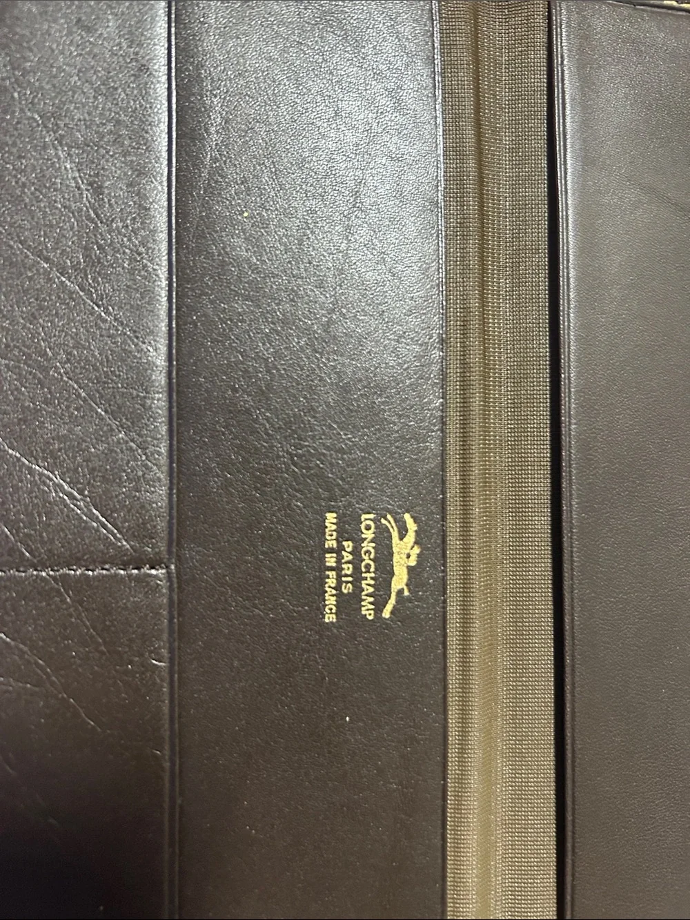 Longchamp Black Wallet with Gold Chain Print